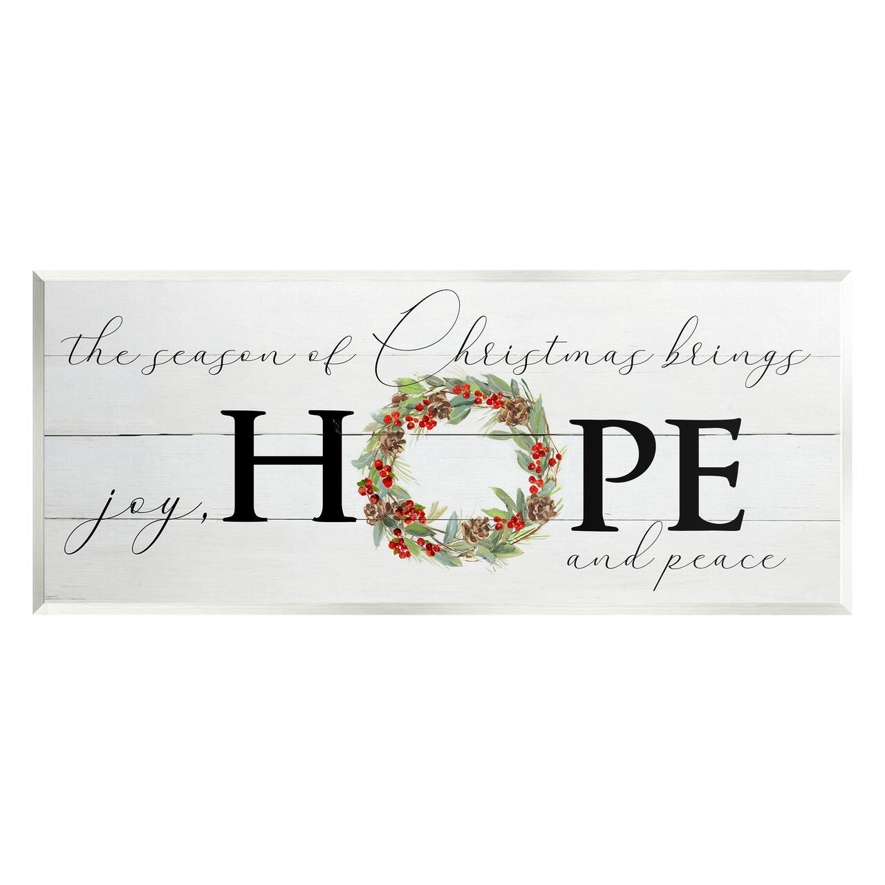 Stupell Industries Joy, Hope & Peace Christmas Wreath Wall Art